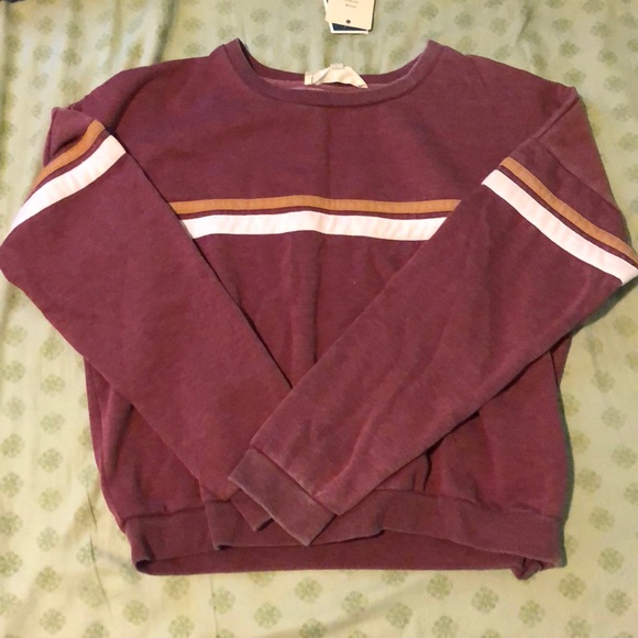 NWT red stripe cropped soft sweater long sleeve - Picture 2 of 2